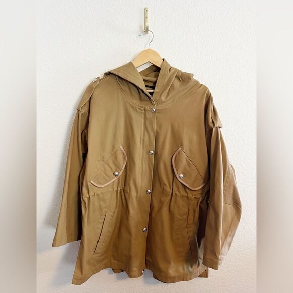 Maje Gangzyum Hooded trench Windbreaker barn chore Jacket Preppy. 2/L or XL - Picture 4 of 16